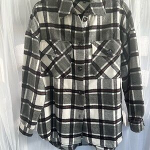 Timing Gray, Black & Pink Plaid Shacket